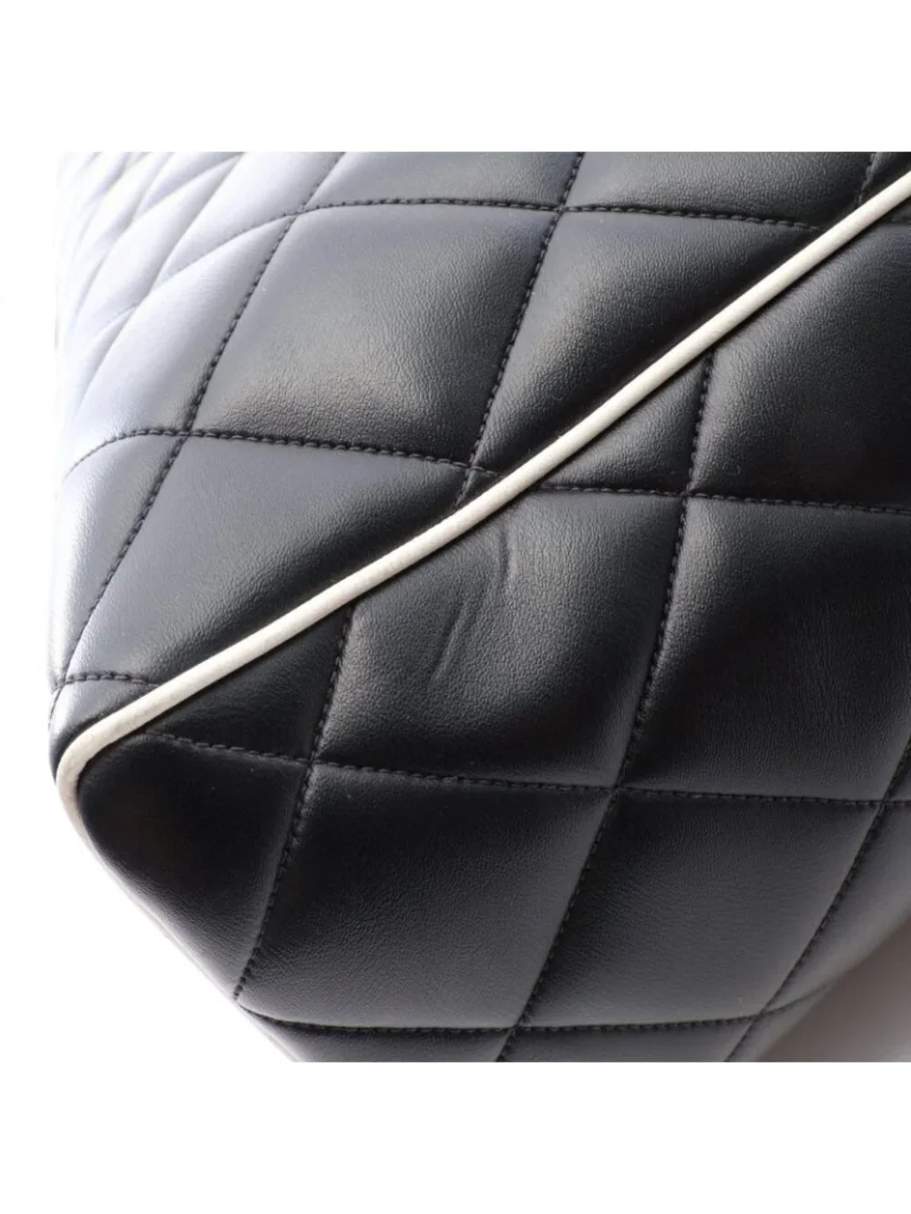 Chanel Boston Bag Quilted Logo Black Leather